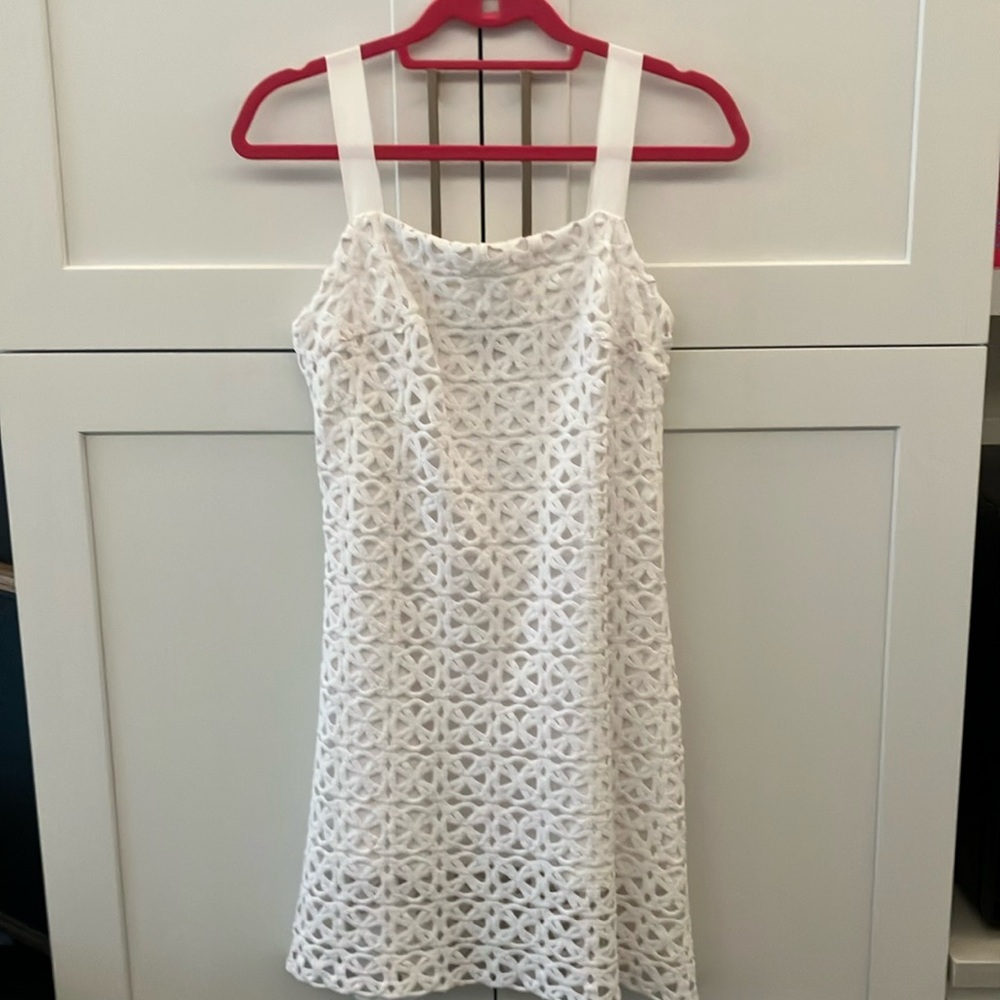 Miguelina Kira Crocheted Cotton Mini Dress in White Size Large
